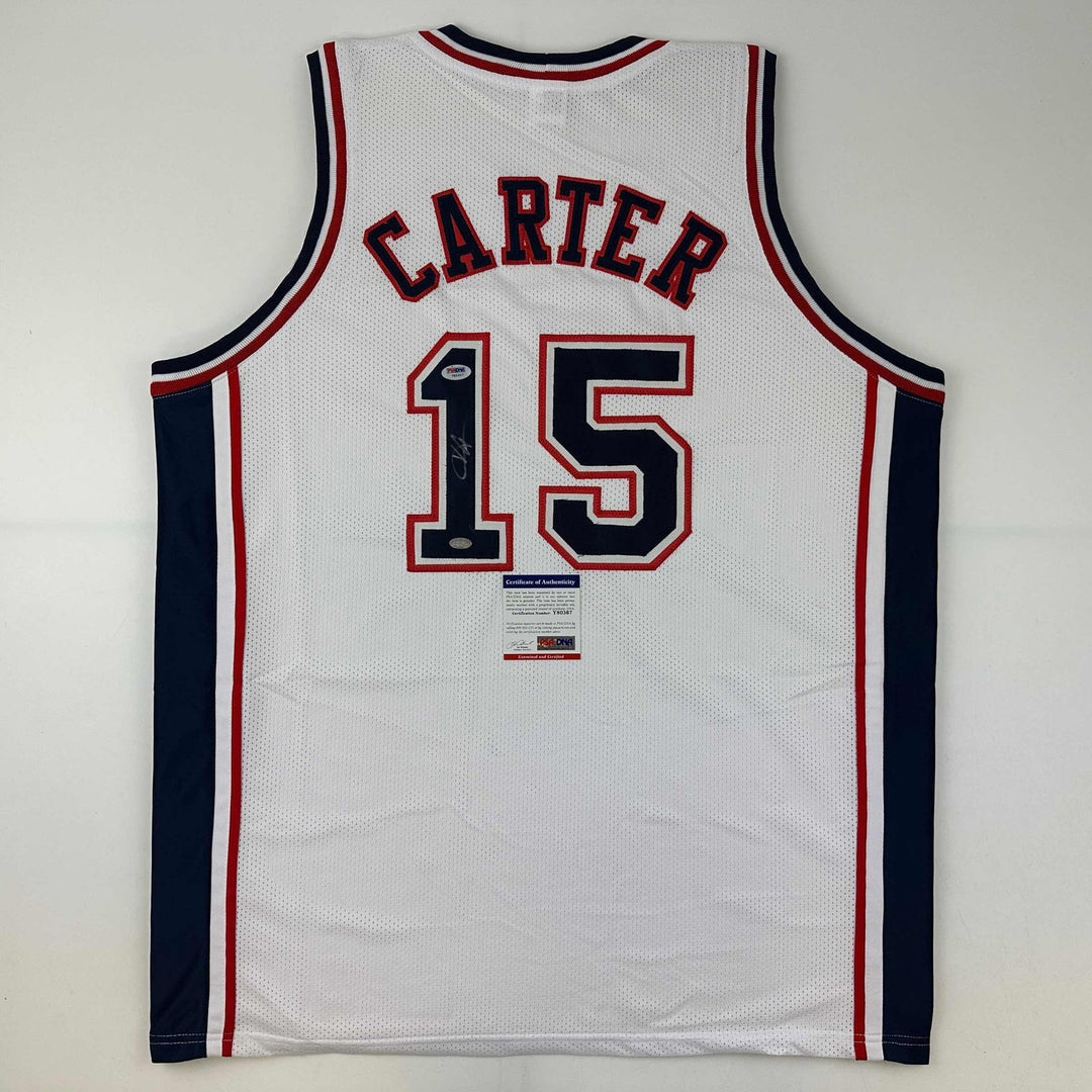 Autographed/Signed Vince Carter New Jersey White Jersey PSA/DNA COA