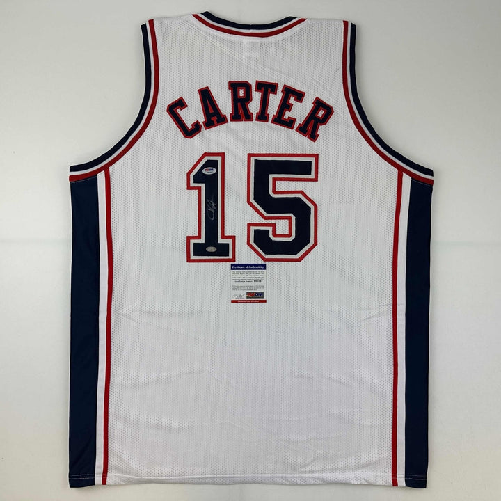 Autographed/Signed Vince Carter New Jersey White Jersey PSA/DNA COA