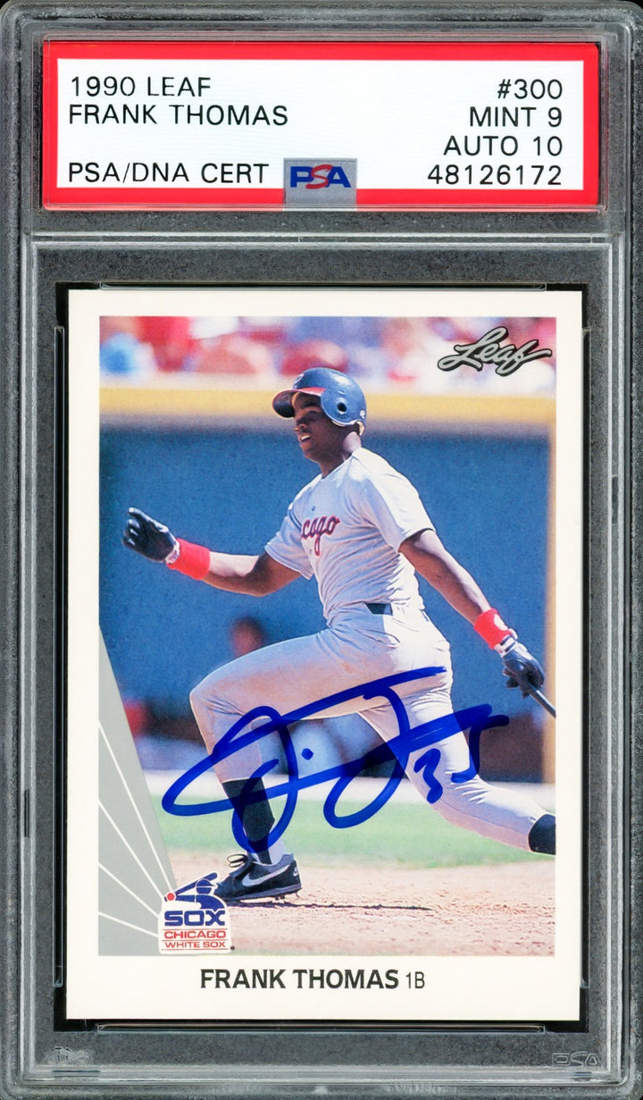 Frank Thomas Signed 1990 Leaf RC 300 Chicago White Sox PSA 9 Auto GM 10 PSA/DNA