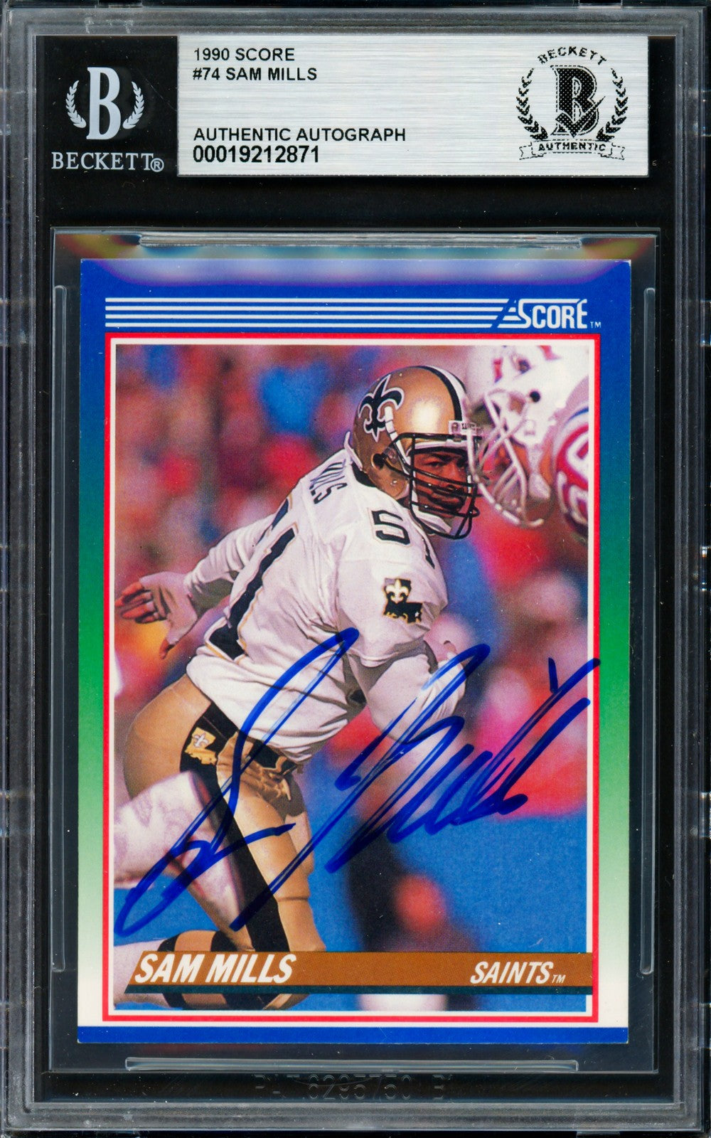 Sam Mills Signed 1990 Score Card 74 New Orleans Saints Beckett