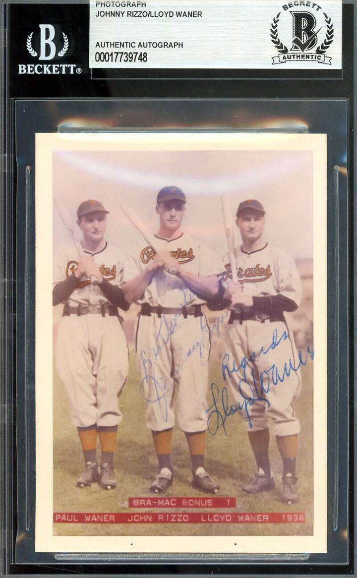 Johnny Rizzo Lloyd Waner Beckett BAS Signed  Photo Autograph
