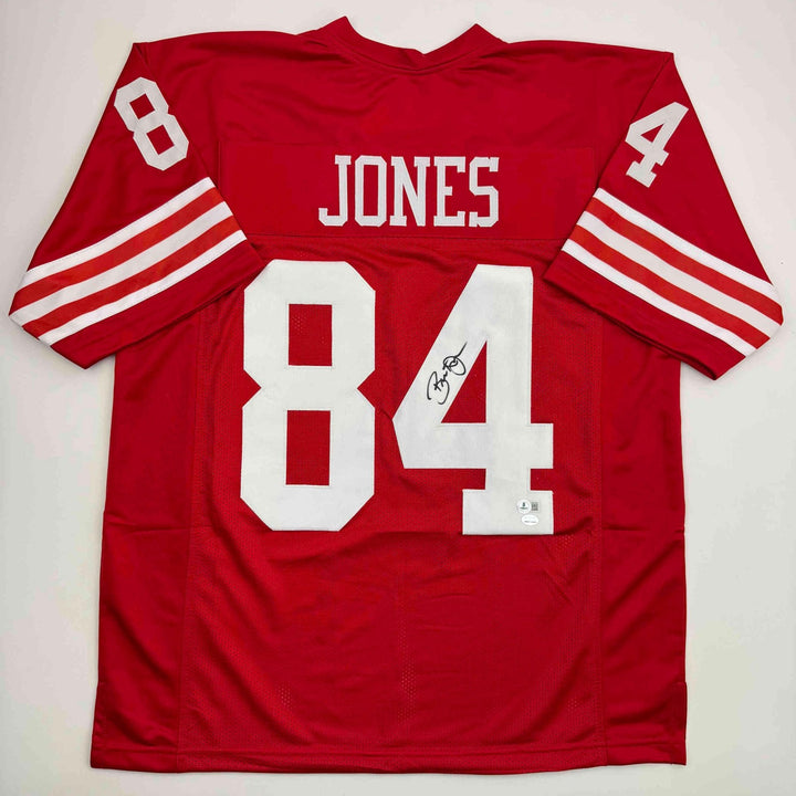 Autographed/Signed Brent Jones San Francisco Red Jersey Beckett BAS COA