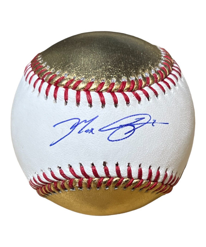 Max Scherzer Autographed Gold and White MLB Baseball New York Mets 41159