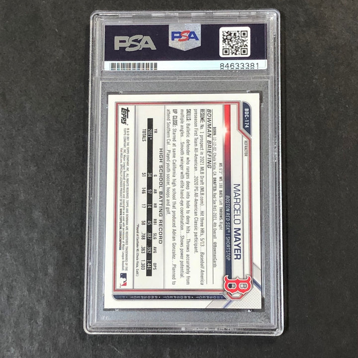 2021 Bowman Chrome Refractor 1st #BDC-174 Marcelo Mayer Signed Card PSA AUTO 10