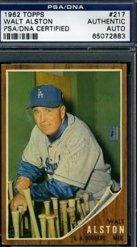 Walter Alston Signed Psa/dna 1962 Topps Autograph Authentic