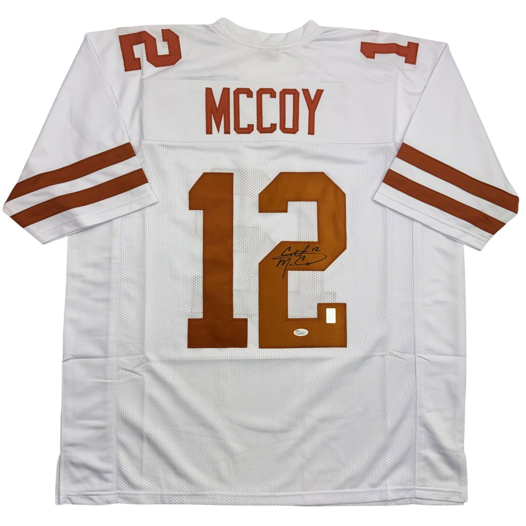 Autographed/Signed Colt McCoy Texas White College Football Jersey JSA COA