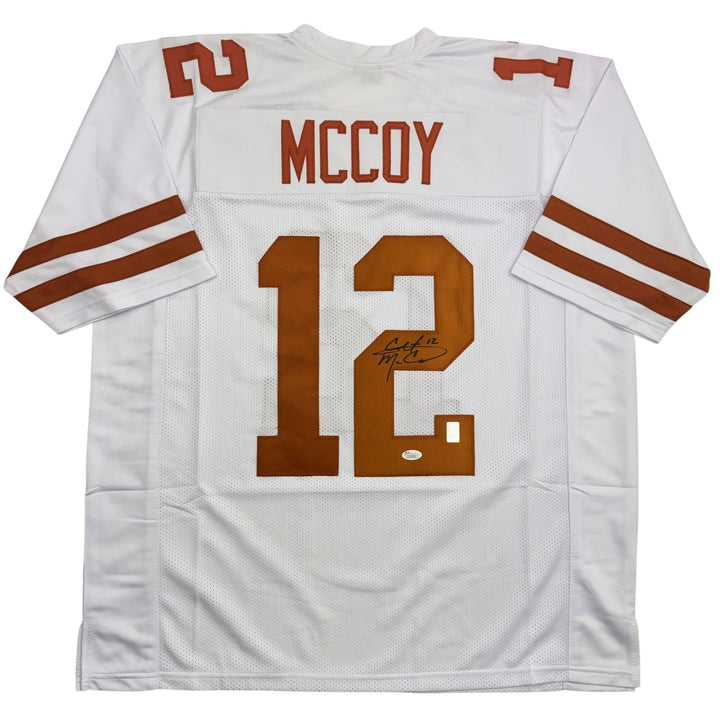 Autographed/Signed Colt McCoy Texas White College Football Jersey JSA COA