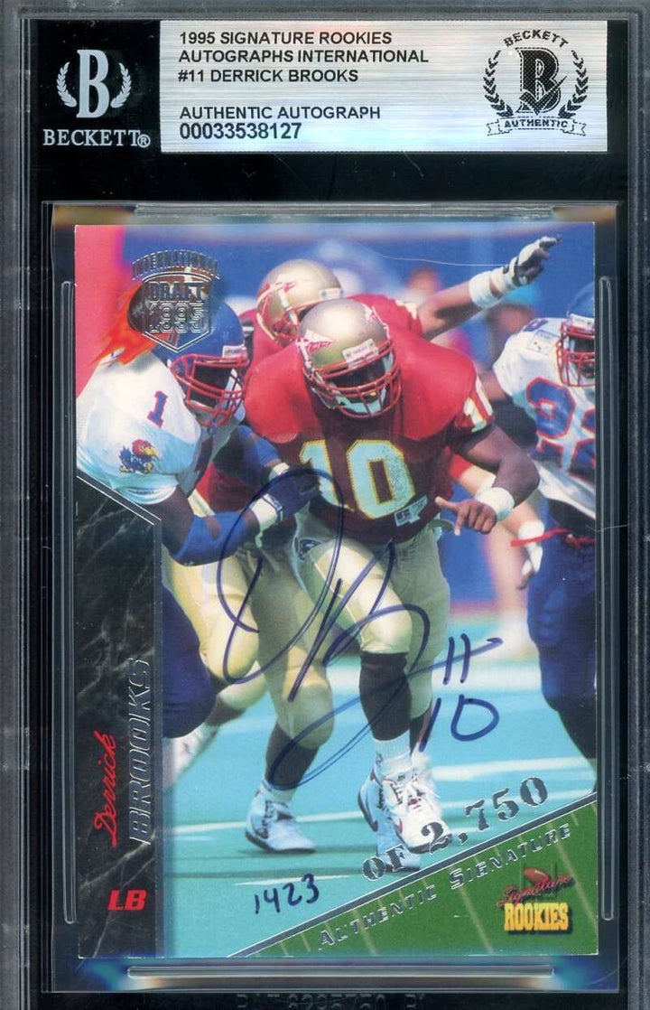 Derrick Brooks Beckett BAS Signed 1995 Signature Rookies Autograph