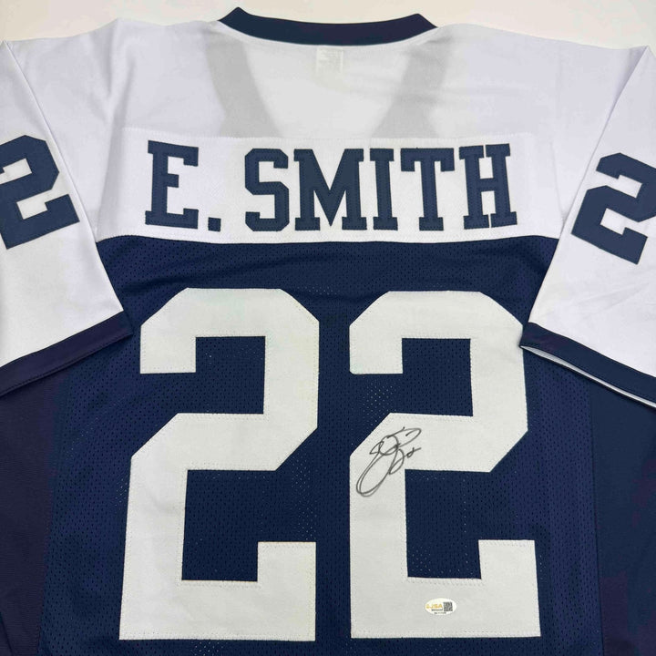 Autographed/Signed Emmitt Smith Dallas Thanksgiving Jersey Beckett COA