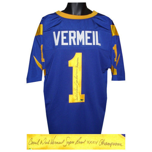Dick Vermeil signed Blue TB Custom Stitched Pro Style FB Jersey Coach/Champs XL