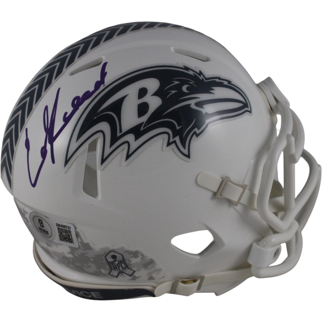 Ed Reed Autographed Baltimore Ravens 24 STS Mini  Helmet Beckett Witness 49254