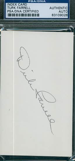 Dick Turk Farrell Autograph 3x5 Index Card Psa/dna