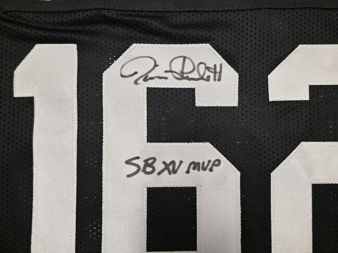 Raiders SB MVPs Fred Biletnikoff Jim Plunkett Marcus Allen Auto Black Jersey BAS