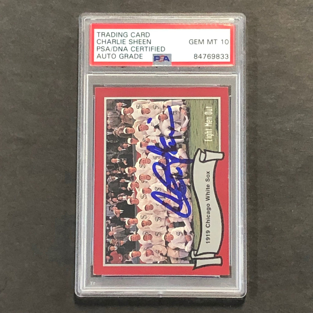 1988 Pacific Baseball #4 Eight Men Out Card Charlie Sheen Signed PSA Auto 10