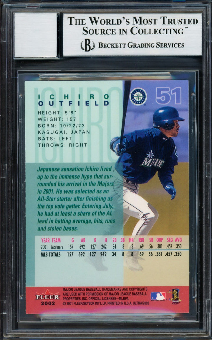 Ichiro Suzuki Signed 2002 Fleer Ultra Card 51 Mariners Auto GM 10 Beckett