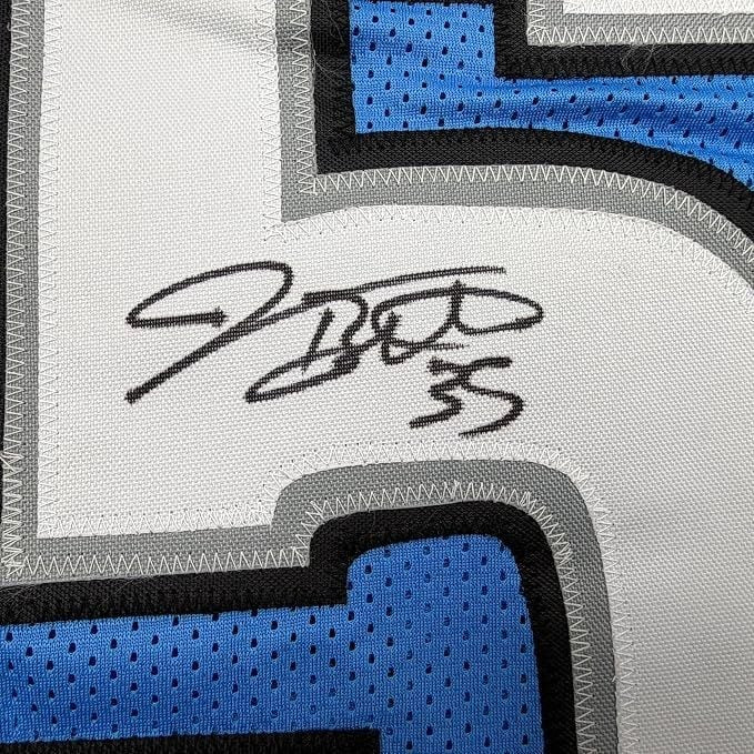 Framed Autographed Joique Bell Detroit Blue Pro Cut Football Jersey JSA COA