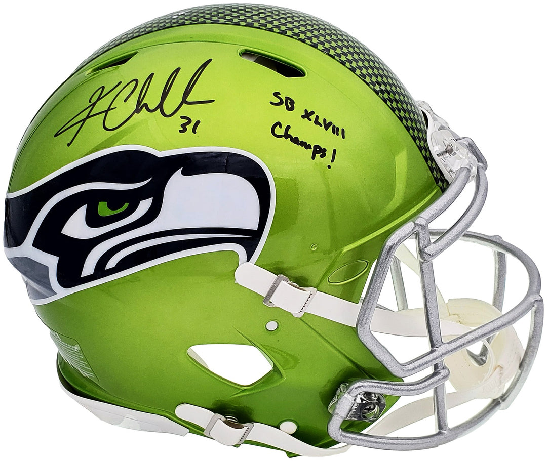 Kam Chancellor Auto Seahawks Flash Green Full Size Auth Speed Helmet SB Champs