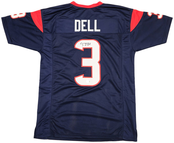 Houston Texans Tank Dell Autographed Signed Blue Jersey Beckett BAS QR
