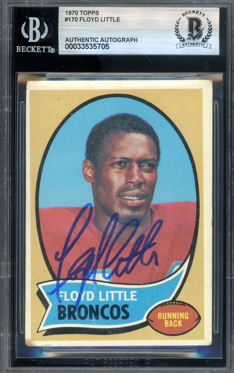 Floyd Little Beckett BAS Signed 1970 Topps Autograph Broncos