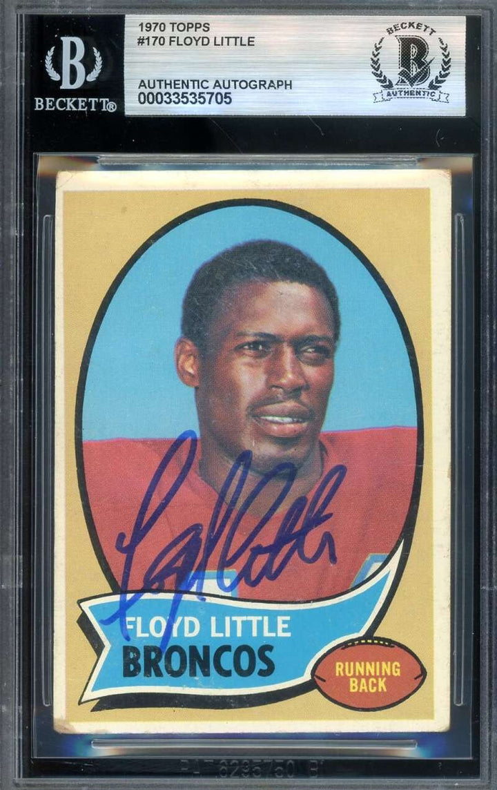 Floyd Little Beckett BAS Signed 1970 Topps Autograph Broncos