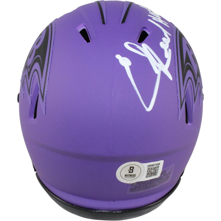 Ed Reed Autographed/Signed Baltimore Ravens Rave Mini Helmet HOF Beckett 53658