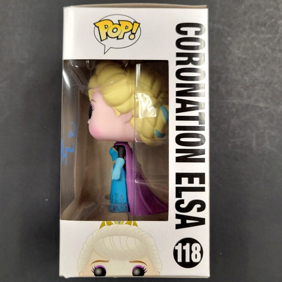 Idina Menzel signed Disney Frozen Coronation Elsa Funko Pop PSA/DNA Witness COA