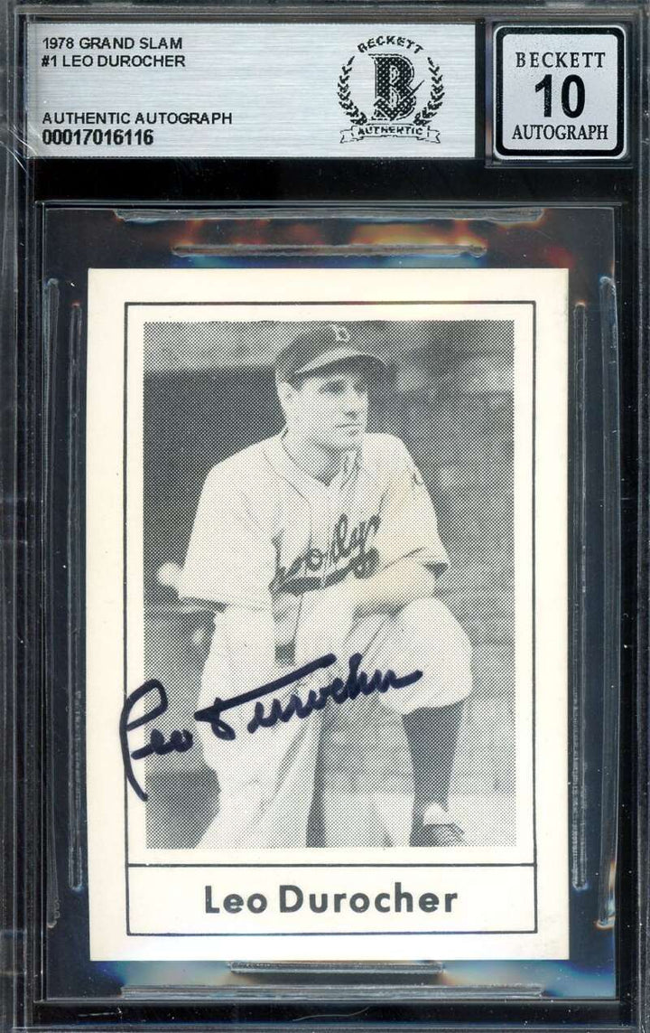 Leo Durocher Gem Mint 10 Beckett BAS Signed 1978 Grand Slam Autograph