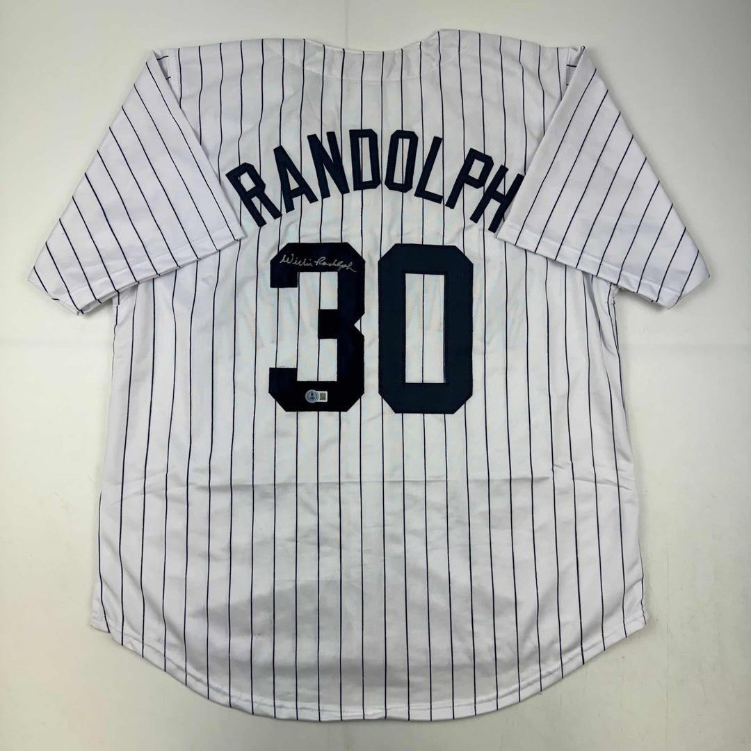 Autographed/Signed Willie Randolph New York Pinstripe Jersey BAS COA