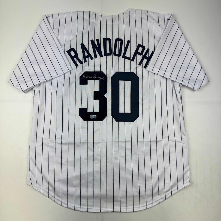 Autographed/Signed Willie Randolph New York Pinstripe Jersey BAS COA