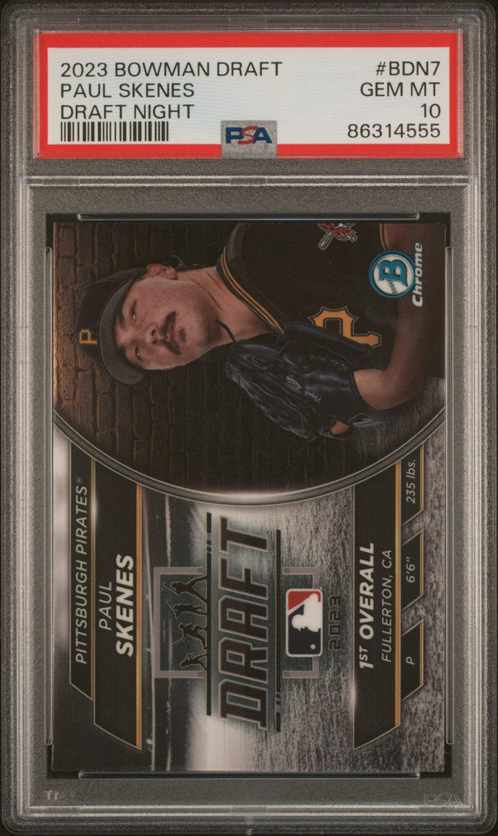 Graded 2023 Bowman Draft Paul Skenes #BDN7 Draft Night RC Baseball Card PSA 10