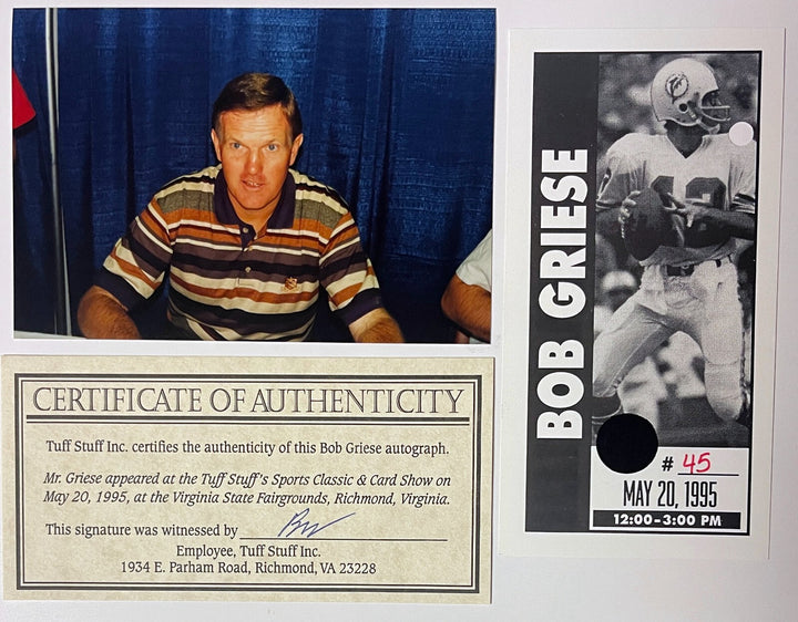 Dolphin's Signed Ofc Wilson NFL WP  Football 3 Sigs- BAS  Csonka/Griese/Warfield
