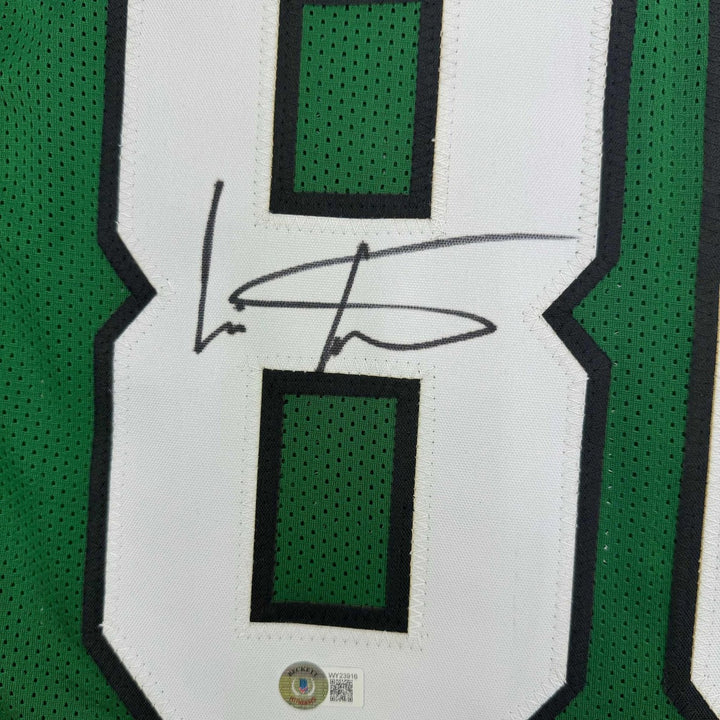 Framed Autographed/Signed Cris Carter 35x39 Kelly Green Jersey Beckett COA