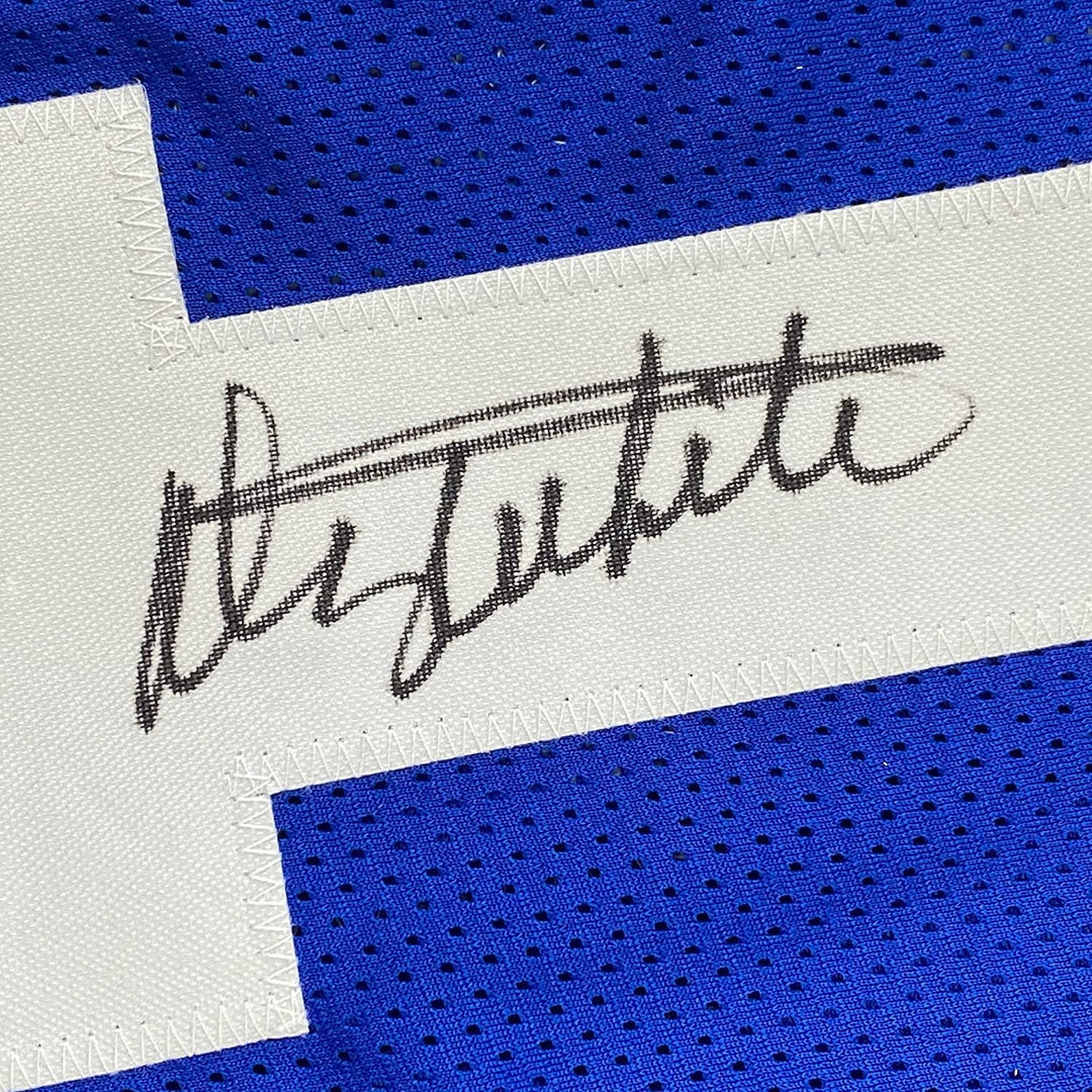 Framed Signed Danny White 35x39 Dallas Retro Blue Jersey JSA COA