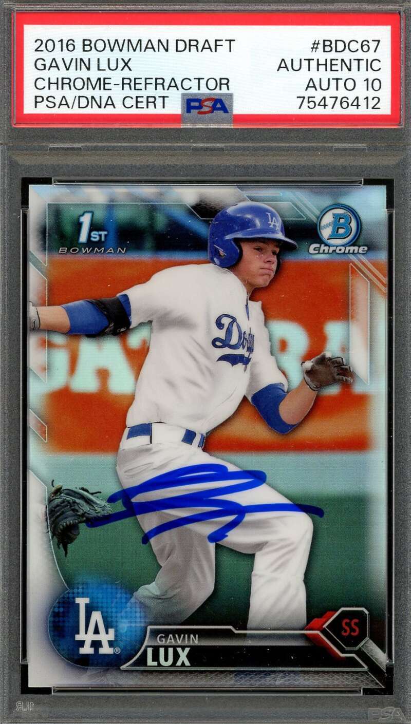 Gavin Lux Gem Mint 10 PSA DNA Signed 2016 Bowman Draft Chrome  Autograph