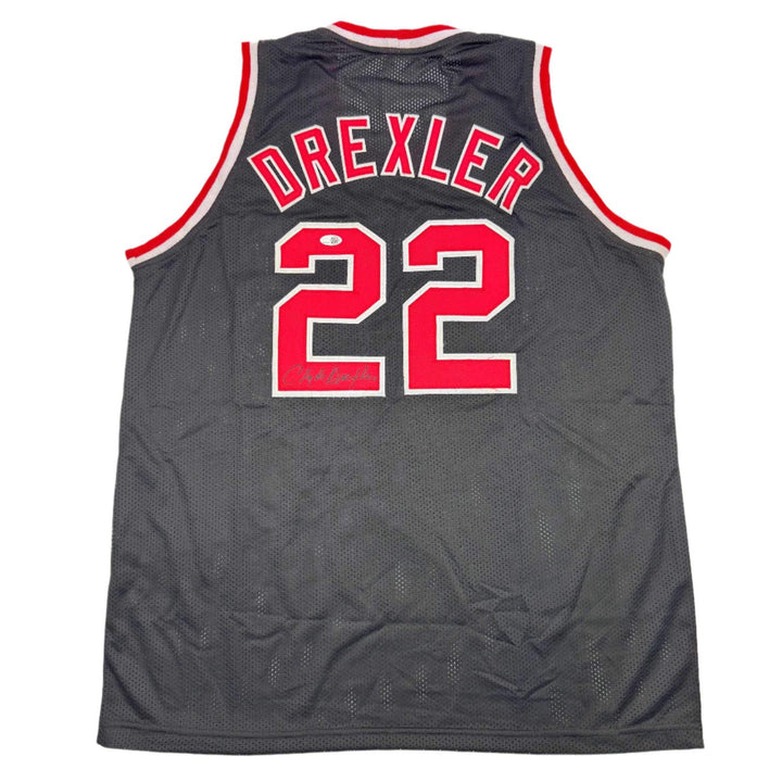 Autographed/Signed Clyde Drexler Portland Black Basketball Jersey JSA COA