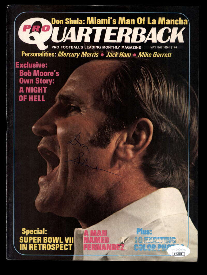 Don Shula JSA Autographed Vintage Signed Pro Quarterback Cover Dolphins