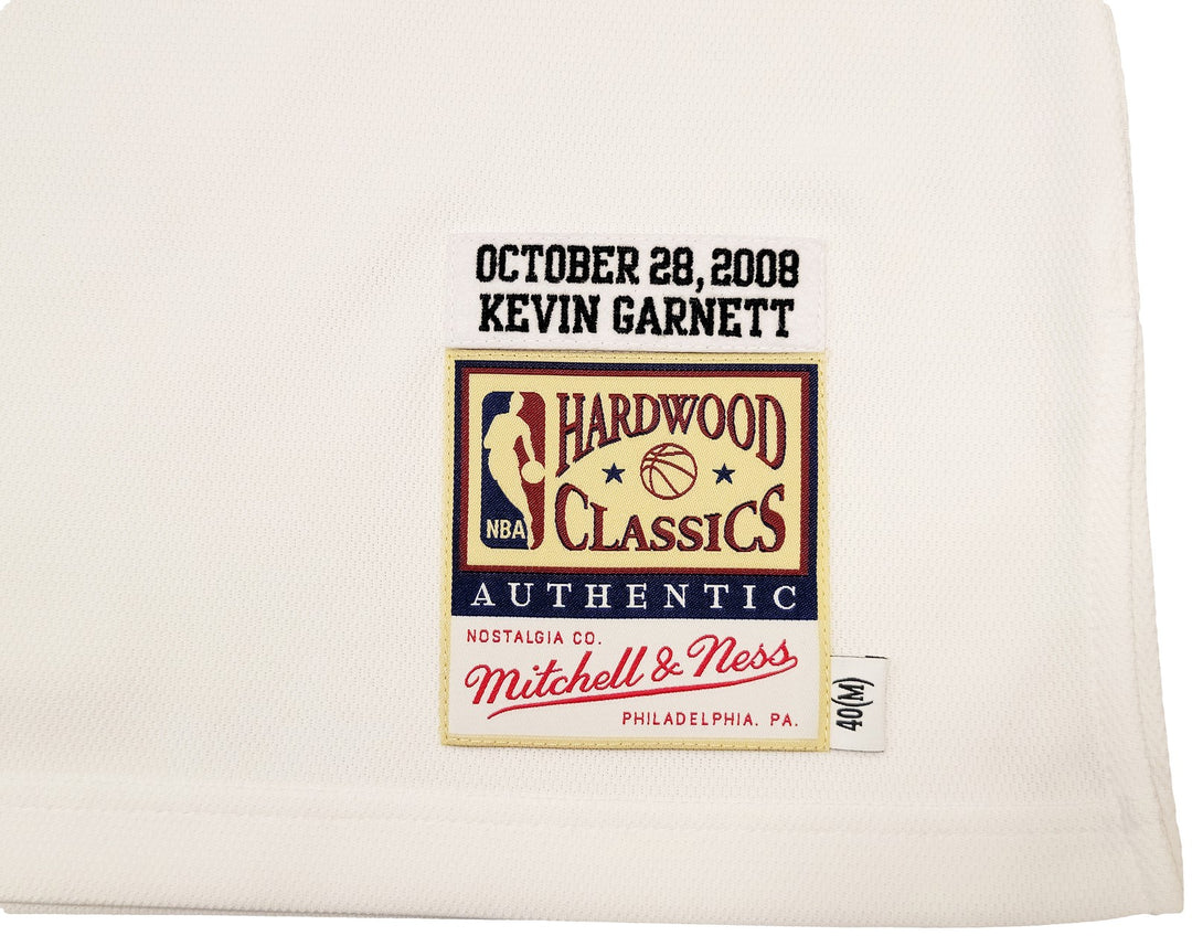 Boston Celtics Kevin Garnett Signed White & Gold Mitchell & Ness Hardwood