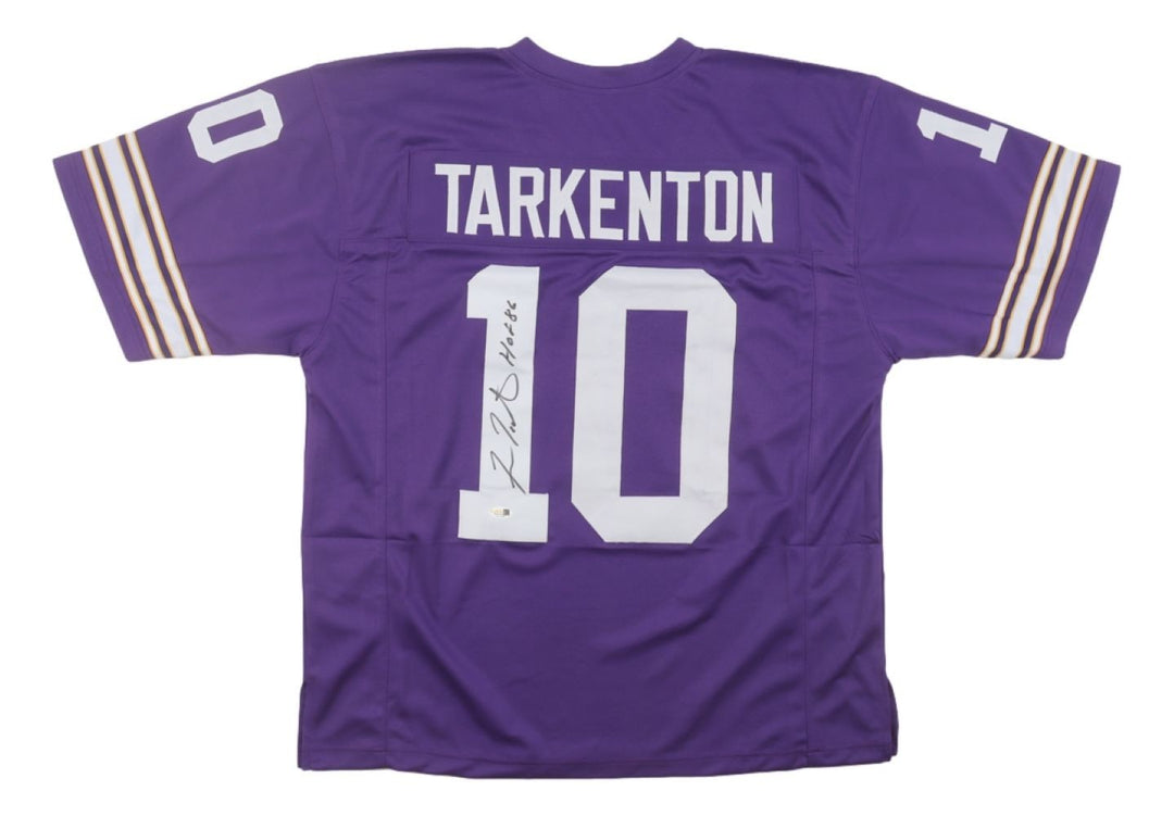 Fran Tarkenton Minnesota Signed Purple Football Jersey HOF 86 JSA QR Hologram