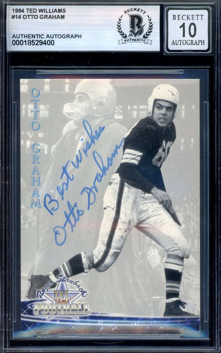 Otto Graham Gem Mint 10 Beckett BAS Signed 1994 Ted Williams Autograph