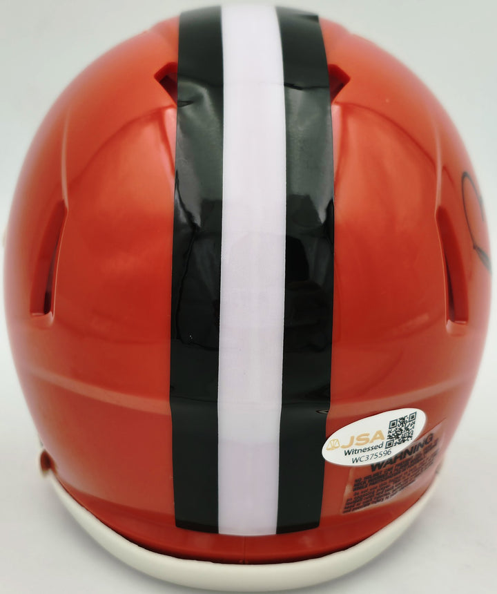 Bernie Kosar Auto Browns Orange 1975-05 Throwback Speed Mini Helmet JSA Witness