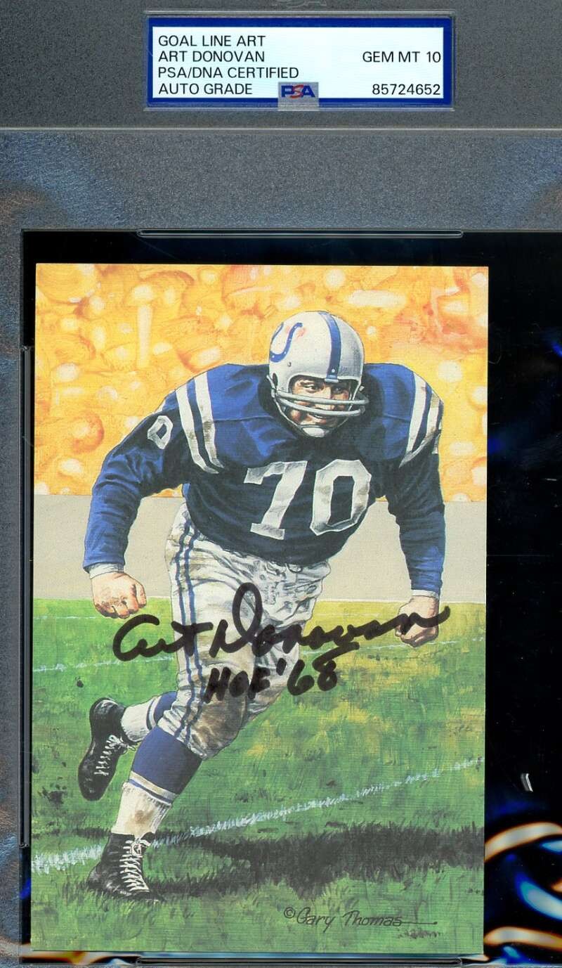 Art Donovan Gem Mint 10 PSA DNA Signed Goal Line Art Card GLAC Autograph HOF 68