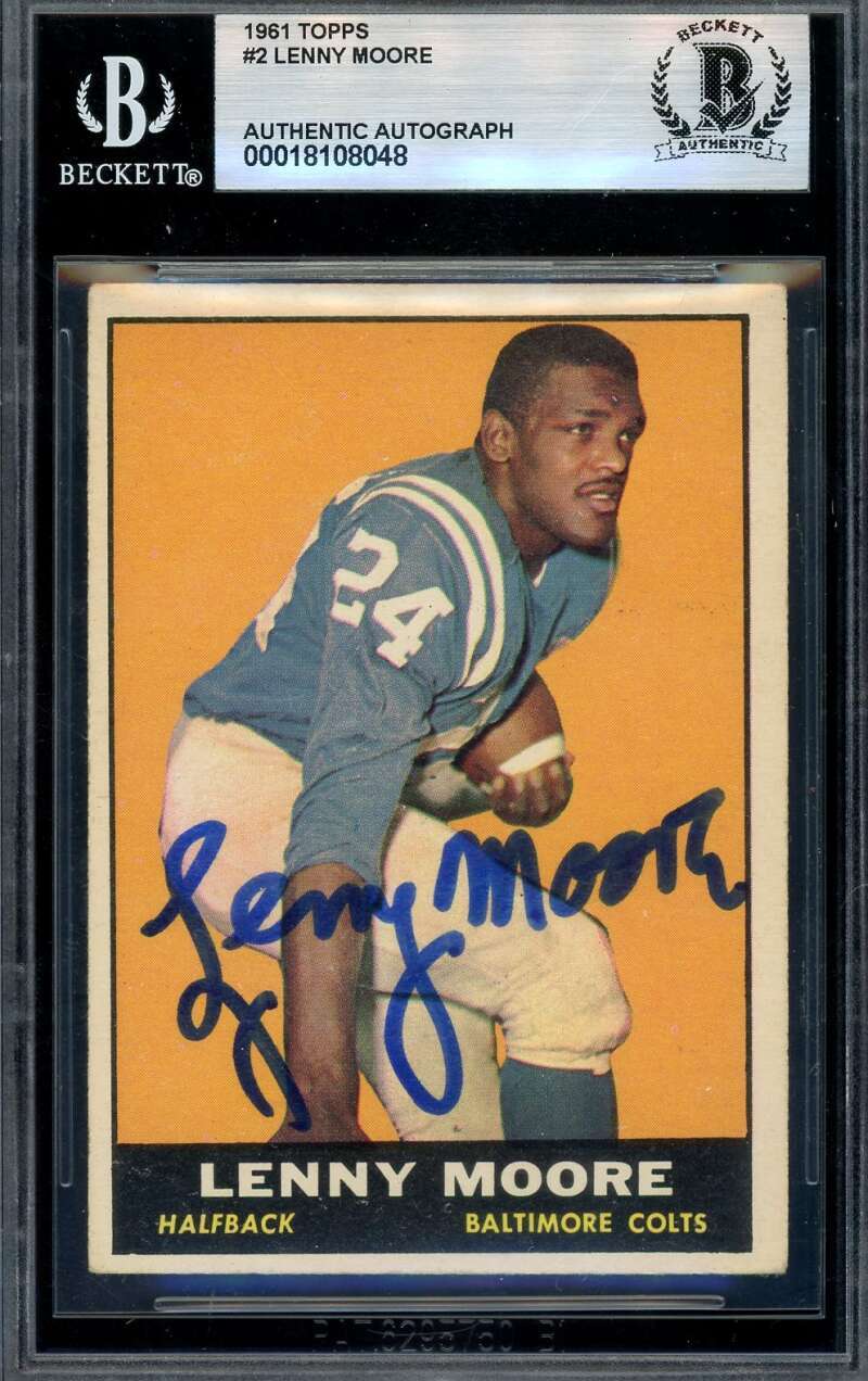 Lenny Moore Beckett BAS Signed 1961 Topps Autograph