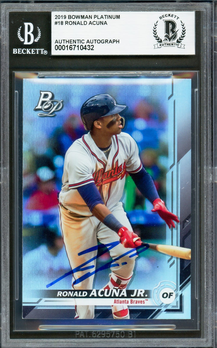 Ronald Acuna Jr. Signed 2019 Bowman Platinum Card 18 Braves Beckett #16710432
