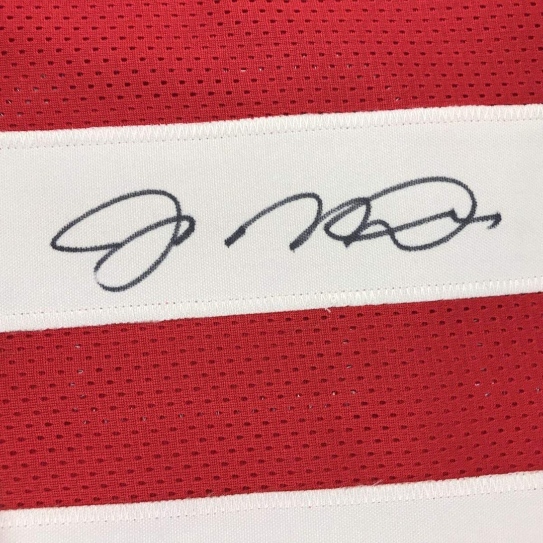 Autographed/Signed JOE MONTANA San Francisco Red Football Jersey JSA COA Auto