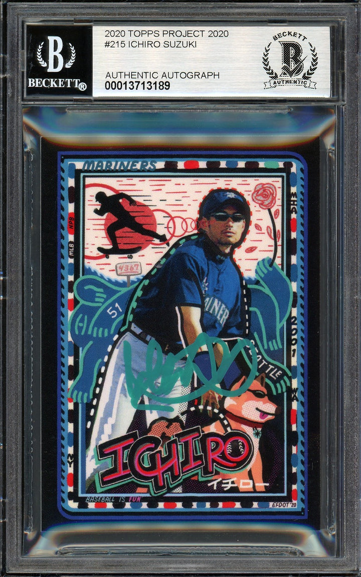 Ichiro Suzuki Auto Topps Project 2020 Efdot Card 215 Mariners Sig 10 /10 Beckett