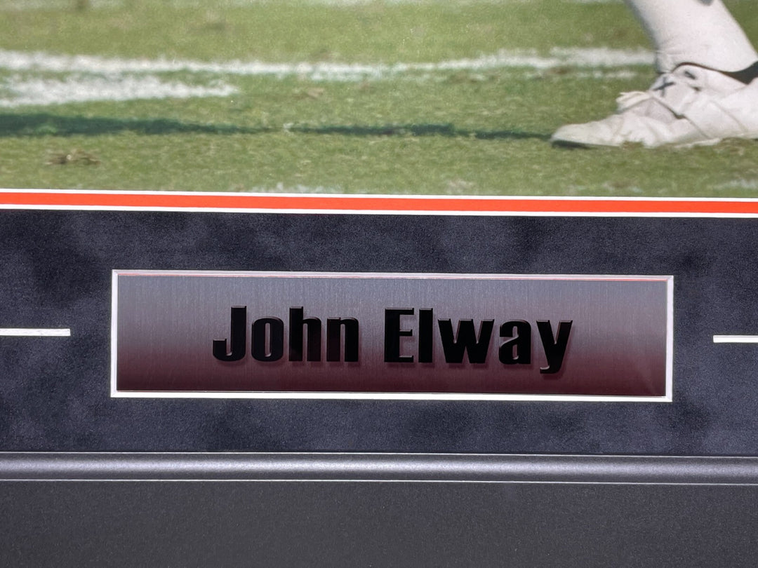 John Elway Autographed Denver Broncos 16x20 Photo Framed JSA Signed Old Logo