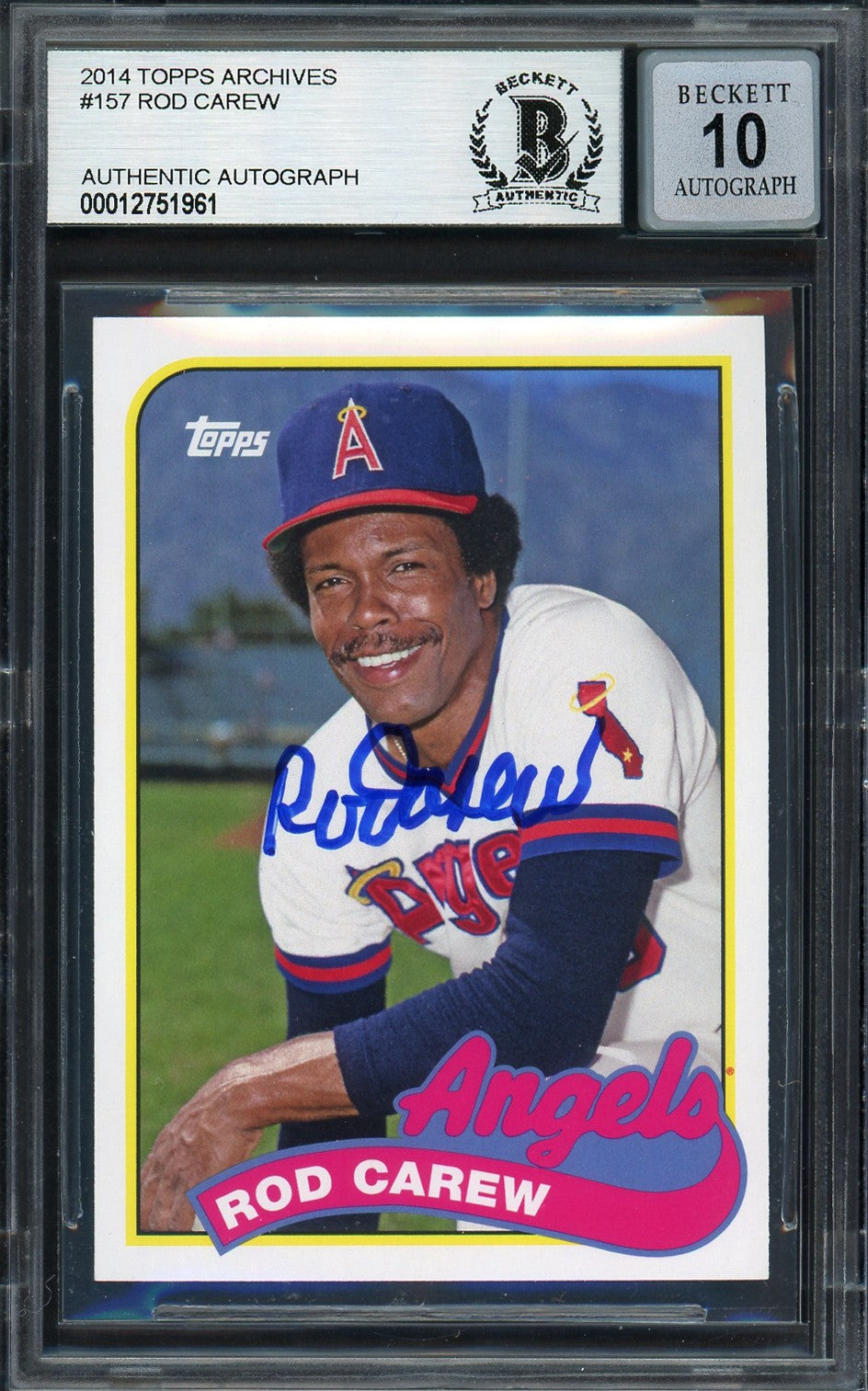 Rod Carew Auto 2014 Topps Archives Card 157 California Angels Auto GM 10 Beckett