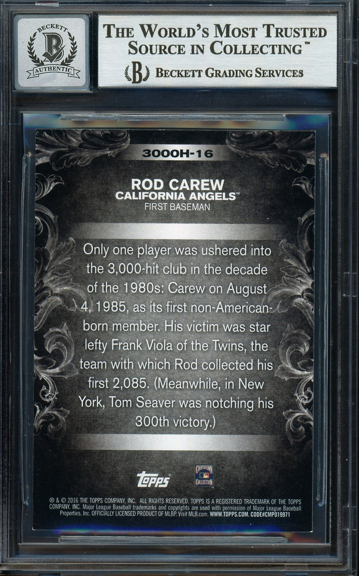Rod Carew Auto 2016 Topps 3000 Hit Club Card 3000H-16 California Angels Sig 10