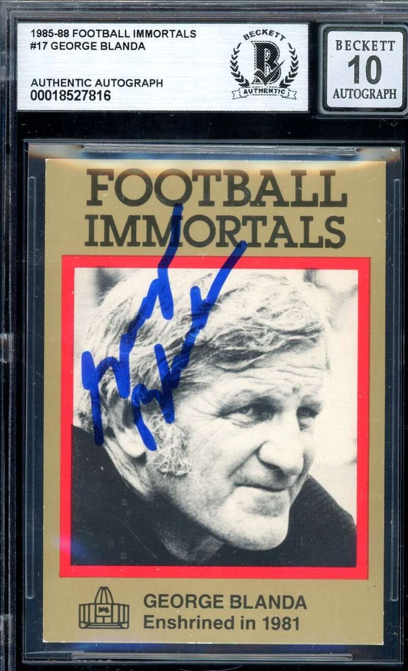 George Blanda Gem Mint 10 Beckett BAS Signed 1985-88 Football Immortals Auto