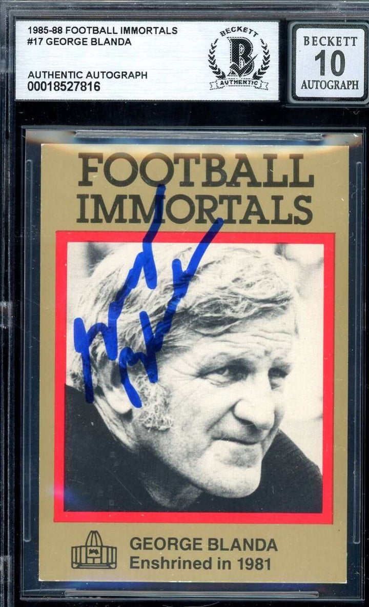 George Blanda Gem Mint 10 Beckett BAS Signed 1985-88 Football Immortals Auto